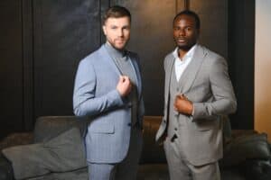 Two men in stylish suits