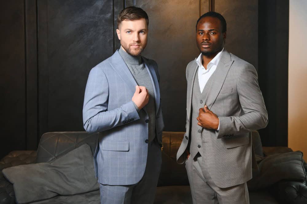 Two men in stylish suits